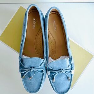 New Michael Kors flats, powder blue suede shoes, Robber outsole, 7.5 9.5 size
